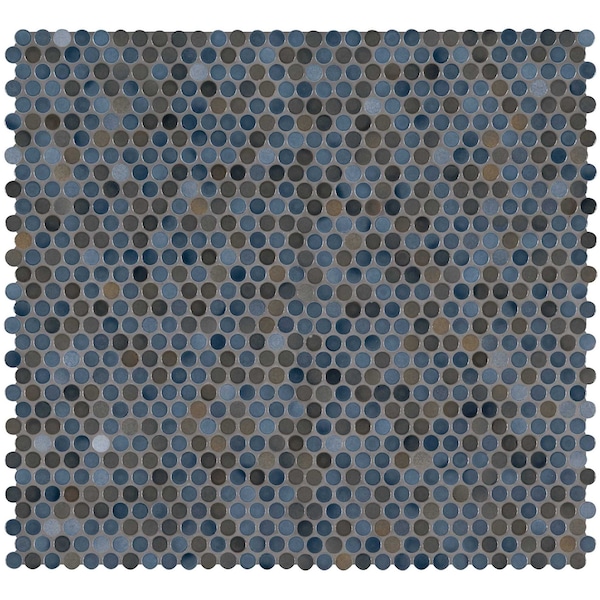 Msi Penny Round Azul 11.3 In. X 12.2 In. X 6 Mm Porcelain Mesh-Mounted Mosaic Tile, 15PK - ZOR-MD-0212