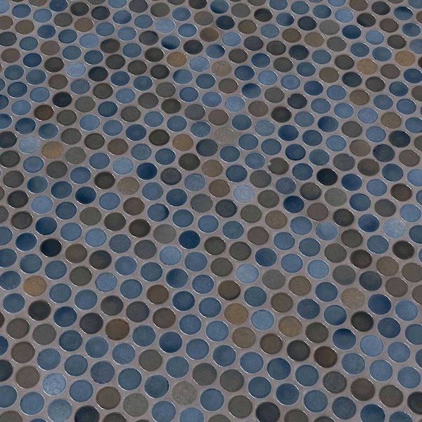 Msi Penny Round Azul 11.3 In. X 12.2 In. X 6 Mm Porcelain Mesh-Mounted Mosaic Tile, 15PK - ZOR-MD-0212