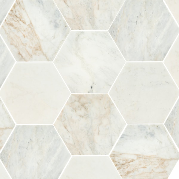 Msi Arabescato Venato 8 W x 9 Hexagon Honed Marble Floor And Wall Tile, 24PK - ZOR-NS-0104