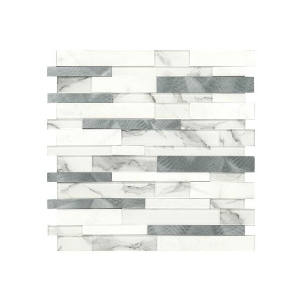 Msi Denali Frost Interlocking 12 x 12 Glass Peel and Stick MosaicTile, 20PK - ZOR-MD-0577