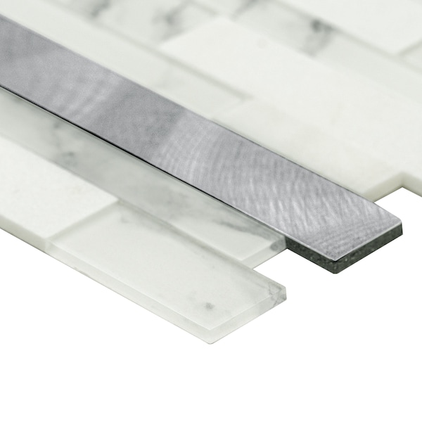 Msi Denali Frost Interlocking 12 x 12 Glass Peel and Stick MosaicTile, 20PK - ZOR-MD-0577