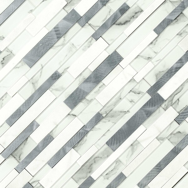 Msi Denali Frost Interlocking 12 x 12 Glass Peel and Stick MosaicTile, 20PK - ZOR-MD-0577