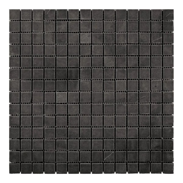 Apollo Tile 12 x 12 in. Honed Charcoal Black Marble Mosaic Square Wall and Floor Tile 5 sq ft/case, 5PK - APLTX88S09TA