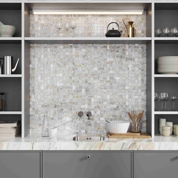 Apollo Tile 12 x 12 in. Polished White Gray Wall and Floor Tile 5 sq ft/case, 5PK - APLTSC88B38A