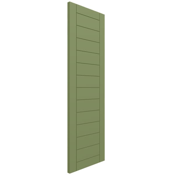 Ekena Millwork True Fit PVC Horizontal Slat Framed Modern Style Fixed Mount Shutters, Moss Green, 18W x 70H, PR - TFP001HF18X070MG