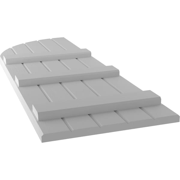 Ekena Millwork Americraft 5-Board (3 Batten) Wood Joined Board-n-Batten Shutters w/ Arch Top, ARW401BQ518X69PRH - ARW401BQ518X69PRH