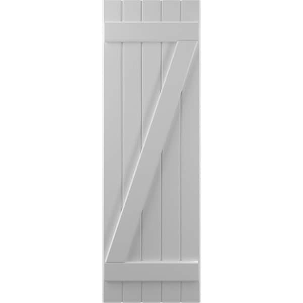 Ekena Millwork Americraft 5-Board (2 Batten) Wood Joined Board-n-Batten Shutters w/ Z-Bar, ARW102BB518X69PRH - ARW102BB518X69PRH