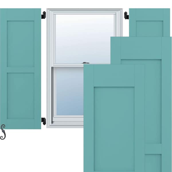 Ekena Millwork Americraft 2 Equal Flat Panel Exterior Real Wood Shutters, RW101FP15X36PTH, PR - RW101FP15X36PTH