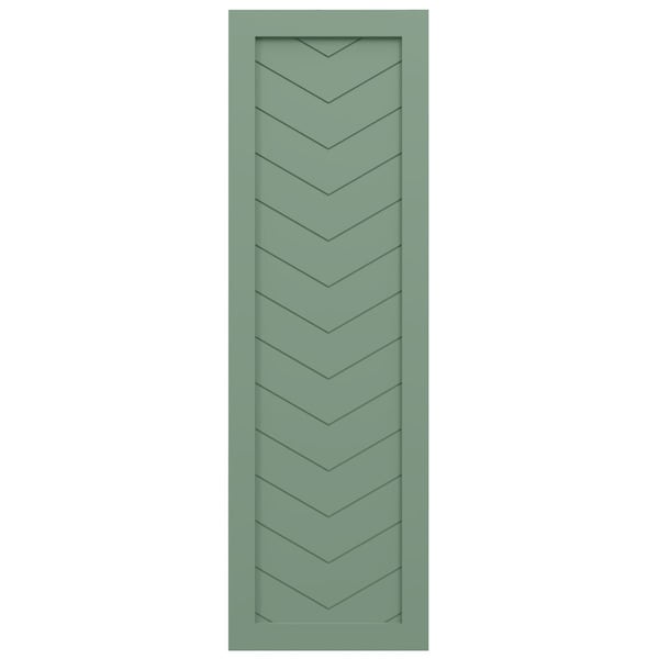 Ekena Millwork True Fit PVC Single Panel Chevron Modern Style Fixed Mount Shutters, Track Green, 18W x 73H, PR - TFP001CV18X073TG