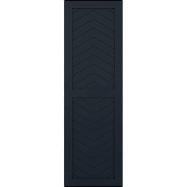 Ekena Millwork True Fit PVC Two Panel Chevron Modern Style Fixed Mount Shutters, Starless Night Blue, 12W x 64H, PR - TFP101CV12X064OB