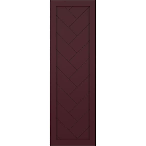 Ekena Millwork True Fit PVC Single Panel Herringbone Modern Style Fixed Mount Shutters, Wine Red, 15W x 61H, PR - TFP001HB15X061WR