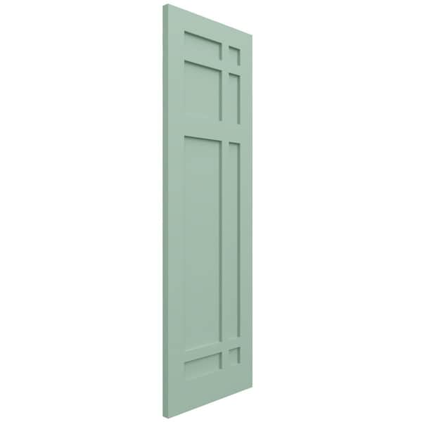 Ekena Millwork True Fit PVC San Juan Capistrano Mission Style Fixed Mount Shutters, Seaglass, 12W x 79H, PR - TFP001SJ12X079SG
