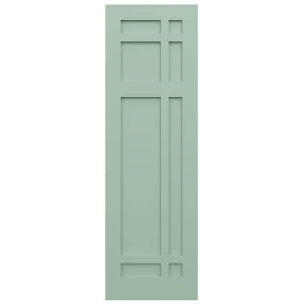 Ekena Millwork True Fit PVC San Juan Capistrano Mission Style Fixed Mount Shutters, Seaglass, 12W x 79H, PR - TFP001SJ12X079SG