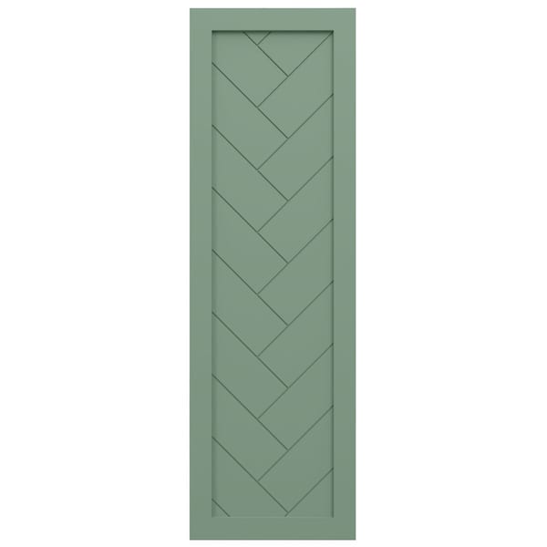 Ekena Millwork True Fit PVC Single Panel Herringbone Modern Style Fixed Mount Shutters, Track Green, 12W x 32H, PR - TFP001HB12X032TG