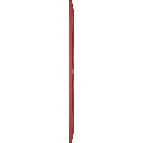 Ekena Millwork True Fit PVC Two Equal Panel Farmhouse Fixed Mount Shutters w/ Z-Bar, Fire Red , 18W x 28H, PR - TFP102FH18X028BR