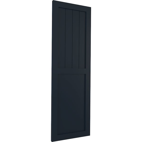 Ekena Millwork True Fit PVC Farmhouse/Flat Panel Combination Fixed Mount Shutters, Starless Night Blue, 18"W x 42"H - TFP101FC18X042OB