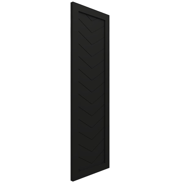 Ekena Millwork True Fit PVC Single Panel Chevron Modern Style Fixed Mount Shutters, Black, 12W x 78H, PR - TFP001CV12X078BL