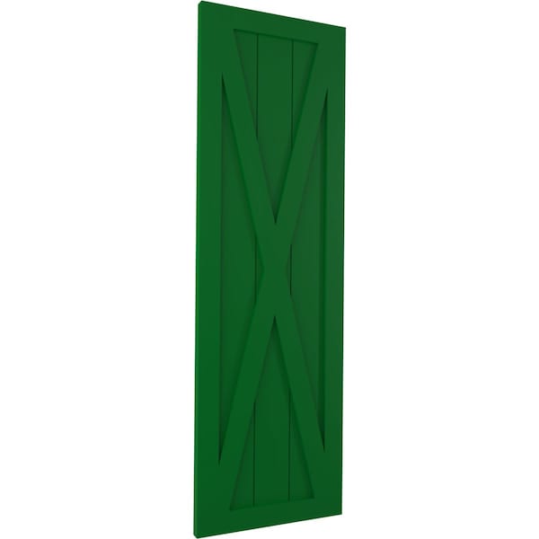 Ekena Millwork True Fit PVC Single X-Board Farmhouse Fixed Mount Shutters, Viridian Green, 12W x 70H, PR - TFP001FH12X070HG
