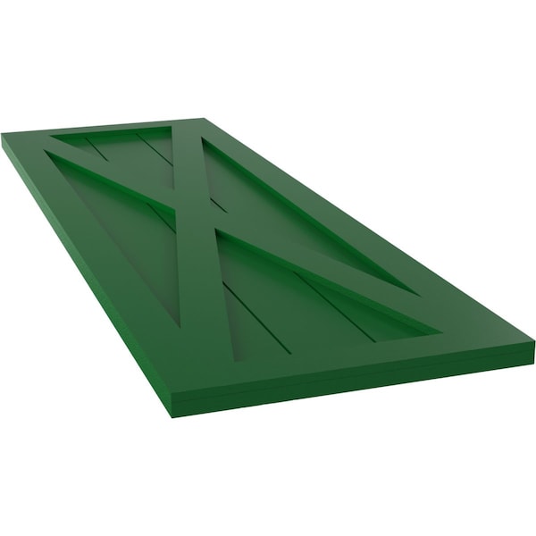 Ekena Millwork True Fit PVC Single X-Board Farmhouse Fixed Mount Shutters, Viridian Green, 12W x 70H, PR - TFP001FH12X070HG