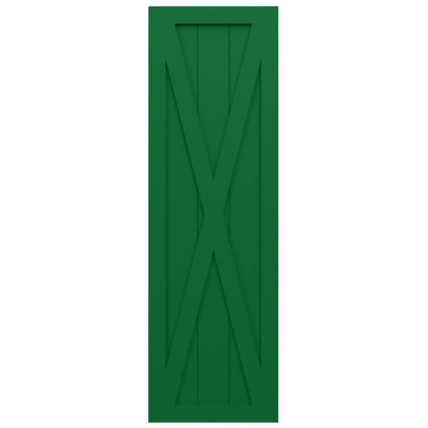 Ekena Millwork True Fit PVC Single X-Board Farmhouse Fixed Mount Shutters, Viridian Green, 12W x 70H, PR - TFP001FH12X070HG