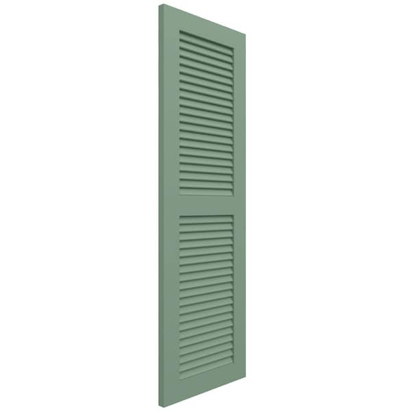 Ekena Millwork True Fit PVC, Two Equal Louver Shutters, Track Green, 15W x 73H, PR - TFP101LVF15X073TG