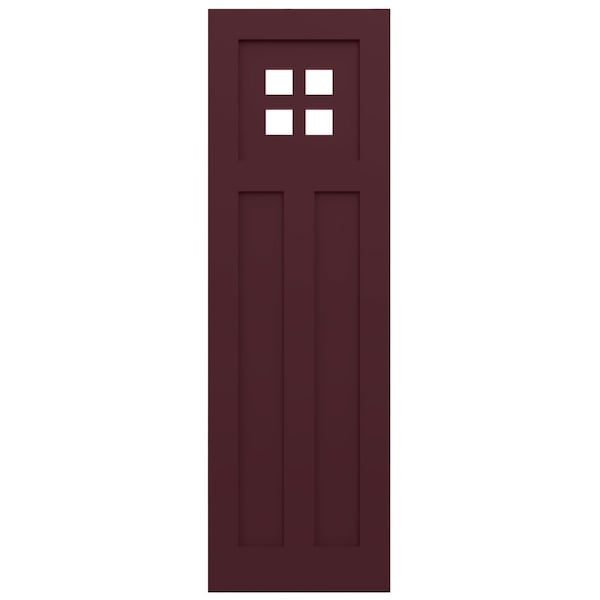 Ekena Millwork True Fit PVC San Antonio Mission Style Fixed Mount Shutters, Wine Red, 12W x 25H, PR - TFP001ST12X025WR