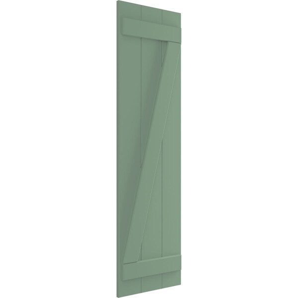 Ekena Millwork True Fit PVC, Three Board Joined Board-n-Batten Shutters w/Z-Bar, Track Green , 16 1/8W x 51H, PR - TFP102BBF16X051TG
