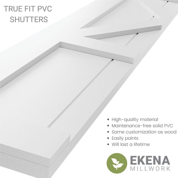 Ekena Millwork True Fit PVC Center X-Board Farmhouse Fixed Mount Shutters, Wine Red , 12W x 39H, PR - TFP107FH12X039WR