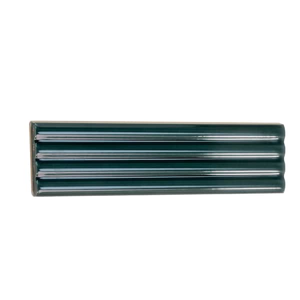 Apollo Tile Arte 1.97 in. x 7.87 in. Glossy Green Ceramic Subway Deco Wall and Floor Tile 4.09 sqft/case, 38PK - RID88LRLDECGL