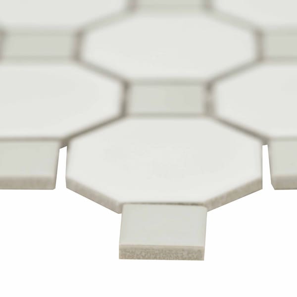 Msi White And Gray Matte 11.61 X 11.61 In. Octagon Porcelain Mosaic Tile, 15PK - ZOR-MD-0412