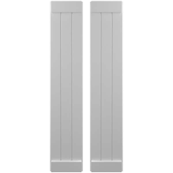 Ekena Millwork Americraft 3-Board Exterior Wood Joined Board-n-Batten Shutters w/ End Batten, ARW103BB311X73PRH - ARW103BB311X73PRH