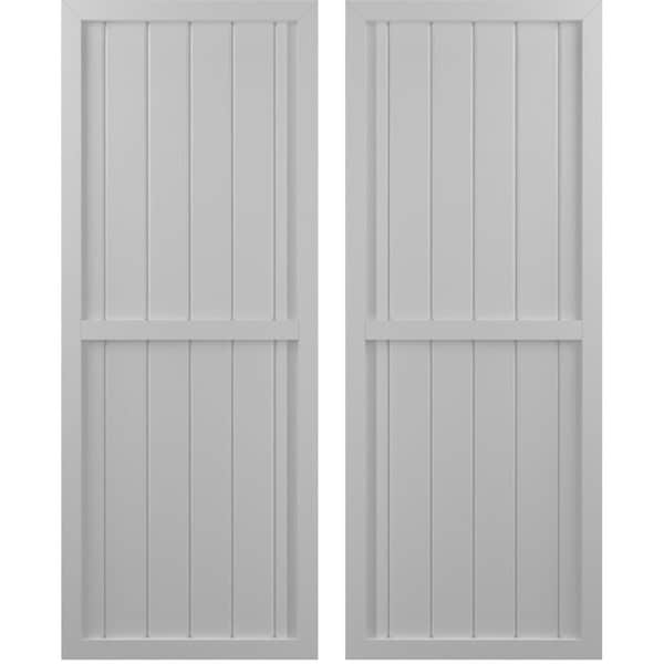 Ekena Millwork Americraft 6-Board Exterior Wood 2 Equal Panel Framed Board-n-Batten Shutters, ARW101BF621X55PRH - ARW101BF621X55PRH