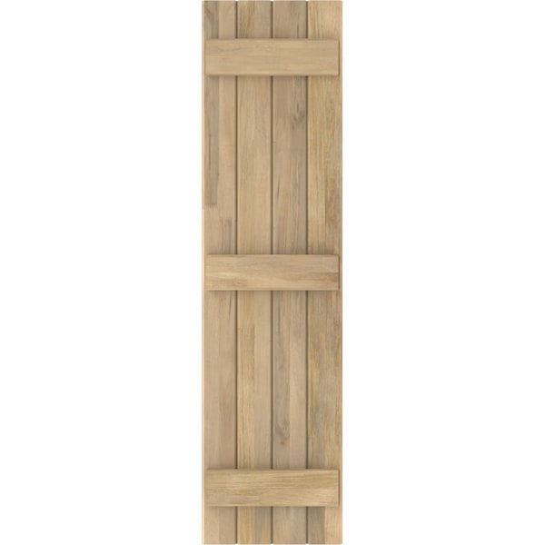 Ekena Millwork Americraft 4-Board (3 Batten) Exterior Real Wood Joined Board-n-Batten Shutters, ARW401BB414X48UNH, PR - ARW401BB414X48UNH