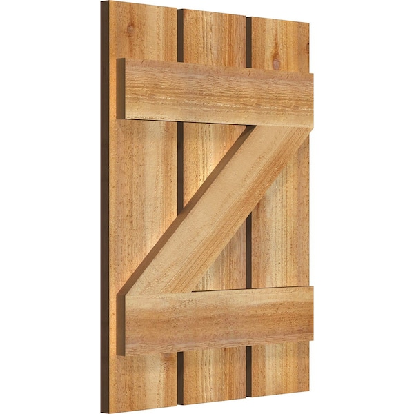 Ekena Millwork Spaced Board-n-Batten Shutters w/Z-Bar, Rough Sawn Western Red Cedar, 17 1/8W x 23H, PR - RBS06Z17X023RWR
