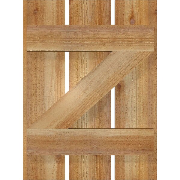 Ekena Millwork Spaced Board-n-Batten Shutters w/Z-Bar, Rough Sawn Western Red Cedar, 17 1/8W x 23H, PR - RBS06Z17X023RWR