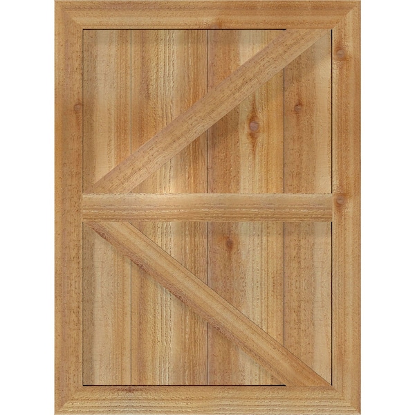 Ekena Millwork Framed Board-n-Batten Shutters w/Z-Bar, Rough Sawn Western Red Cedar, 26 7/8W x 26H, PR - RBF06Z26X026RWR