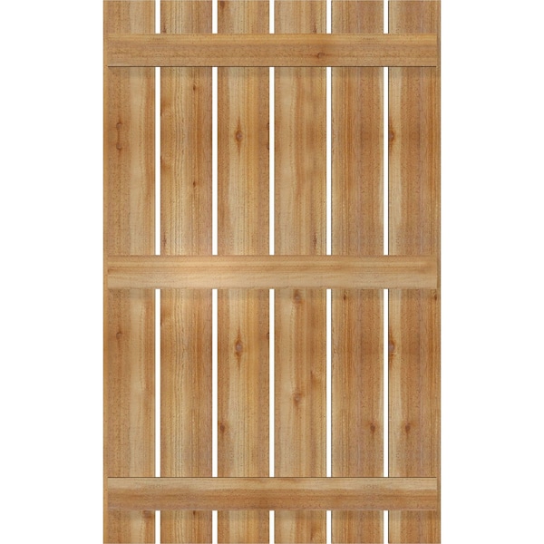 Ekena Millwork Spaced Board-n-Batten Shutters, Rough Sawn Western Red Cedar, 34 3/4W x 56H, PR - RBS06S35X056RWR
