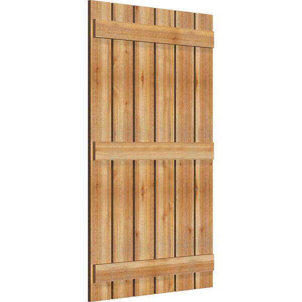 Ekena Millwork Spaced Board-n-Batten Shutters, Rough Sawn Western Red Cedar, 34 3/4W x 56H, PR - RBS06S35X056RWR