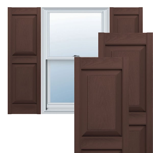Ekena Millwork Mid-America Vinyl, TailorMade Two Equal Panels, Raised Panel Shutters, P21270009, PR - P21270009