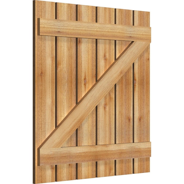 Ekena Millwork Spaced Board-n-Batten Shutters w/Z-Bar, Rough Sawn Western Red Cedar, 34 3/4W x 36H, PR - RBS06Z35X036RWR