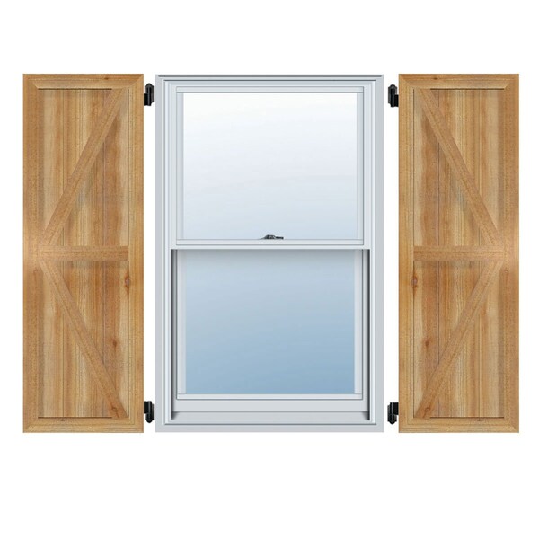 Ekena Millwork Framed Board-n-Batten Shutters w/Z-Bar, Rough Sawn Western Red Cedar, 21 1/2W x 52H, PR - RBF06Z21X052RWR