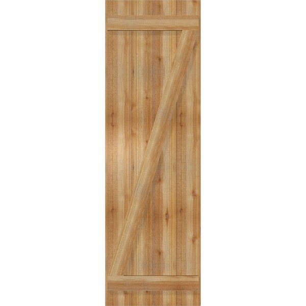 Ekena Millwork Joined Board-n-Batten Shutters w/Z-Bar, Rough Sawn Western Red Cedar, 21 1/2W x 69H, PR - RBJ06Z21X069RWR