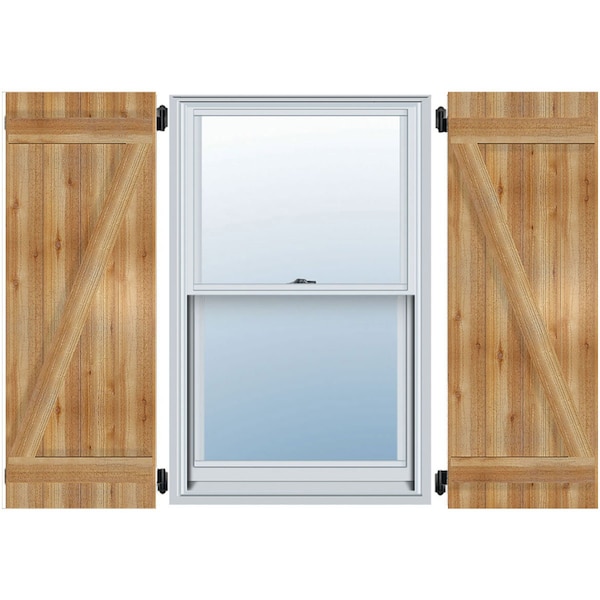 Ekena Millwork Joined Board-n-Batten Shutters w/Z-Bar, Rough Sawn Western Red Cedar, 32 1/4W x 67H, PR - RBJ06Z32X067RWR