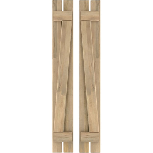 Ekena Millwork Americraft 2-Board (2 Batten) Wood Spaced Board-n-Batten Shutters w/ Z-Bar, ARW102SB207X77UNH, PR - ARW102SB207X77UNH