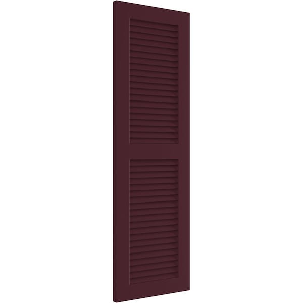 Ekena Millwork True Fit PVC, Two Equal Louver Shutters, Wine Red, 18W x 38H, PR - TFP101LVF18X038WR