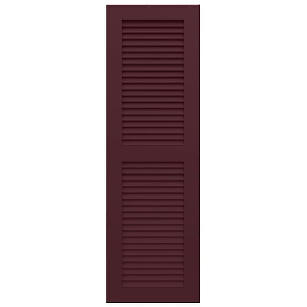 Ekena Millwork True Fit PVC, Two Equal Louver Shutters, Wine Red, 18W x 38H, PR - TFP101LVF18X038WR