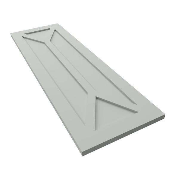 Ekena Millwork True Fit PVC San Carlos Mission Style Fixed Mount Shutters, Hailstorm Gray, 15W x 80H, PR - TFP001SC15X080ST