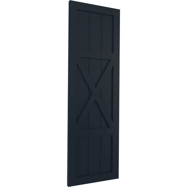 Ekena Millwork True Fit PVC Center X-Board Farmhouse Fixed Mount Shutters, Starless Night Blue , 15W x 64H, PR - TFP107FH15X064OB