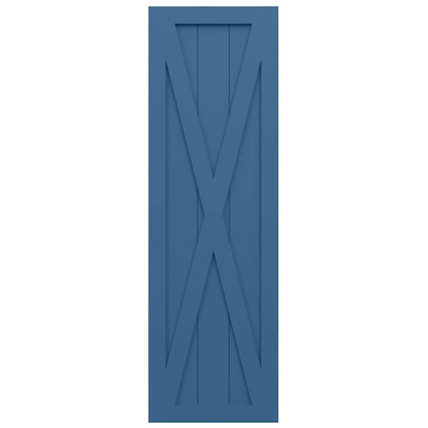 Ekena Millwork True Fit PVC Single X-Board Farmhouse Fixed Mount Shutters, Sojourn Blue, 18W x 33H, PR - TFP001FH18X033HB