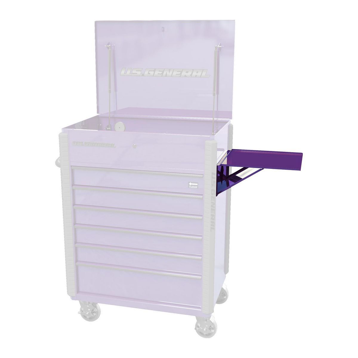 Charola lateral general de EE. UU. para el carro de mecánico de 5 cajones y el carro de banco completo de 6 cajones, morado - 70694